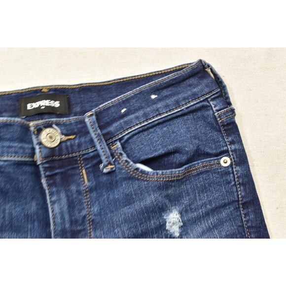 EXPRESS Distressed Mid Rise Legging Skinny Jeans Women's Juniors Size 2R Blue - Picture 4 of 8